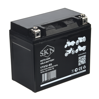 Аккумулятор стартерный для мототехники SKN YTX12-BS (12V/12Ah/180A) [CT 1212, YB14L-A2, YB10L-B]	