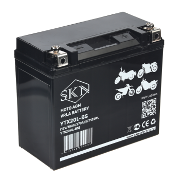 Аккумулятор стартерный для мототехники SKN YTX20L-BS (12V/18Ah/270A) [CT 12201, YTX20HL-BS]	